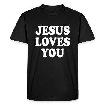Jesus loves you - T-shirt Premium bio Homme - noir - Devant - Nico (187cm)