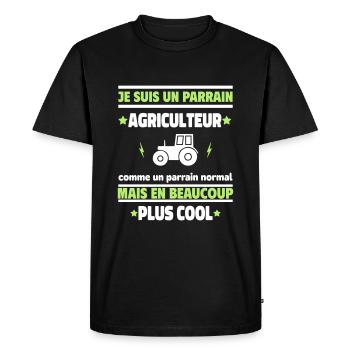 Je suis un parrain agriculteur plus cool - T-shirt Premium bio Homme - noir - Devant - Nico (187cm)