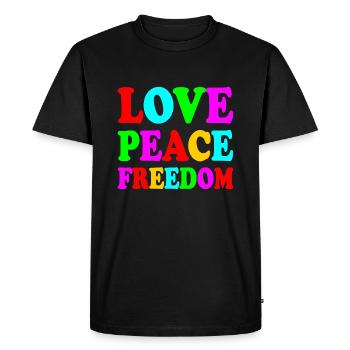 Love peace freedom - Men's Premium Organic T-Shirt - black - Front - Nico (187cm)