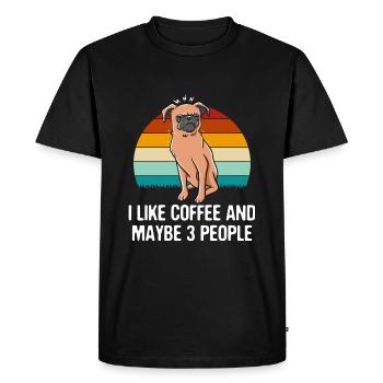 J’aime le café et peut-être 3 personnes sarcastiques - T-shirt Premium bio Homme - noir - Devant - Nico (187cm)