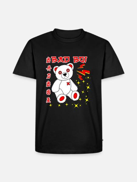 Bad Boi | Teddybär - Männer Premium Bio T-Shirt - Schwarz