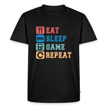 Eat Sleep Game Repeat Game Lover - Men's Premium Organic T-Shirt - black - Front - Nico (187cm)