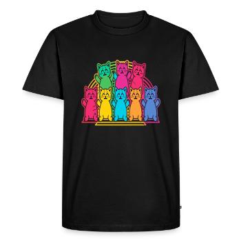 Rainbow Cat Rave Summer Festival - Men's Premium Organic T-Shirt - black - Front - Nico (187cm)