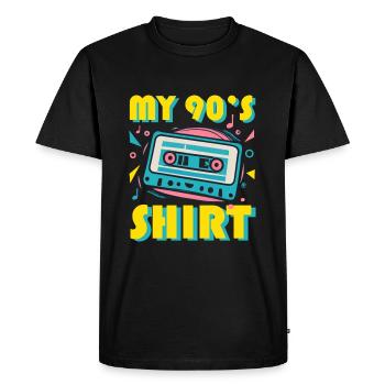 90s T Shirt - Men's Premium Organic T-Shirt - black - Front - Nico (187cm)