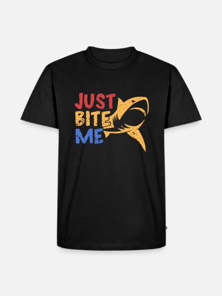 Beiß mich einfach - Männer Premium Bio T-Shirt - Schwarz