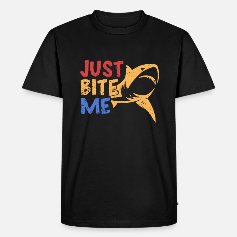 Beiß mich einfach - Männer Premium Bio T-Shirt - Schwarz