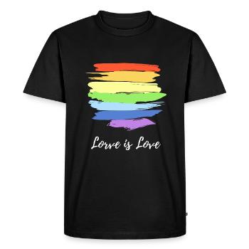 LGBT Gay Shirt Regenbogen Lesbian Pride Shirts - Männer Premium Bio T-Shirt - Schwarz - Vorne - Nico (187cm)
