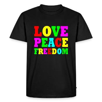Love peace freedom - Men's Premium Organic T-Shirt - black - Front - Nico (187cm)
