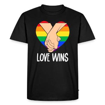 L’amour gagne L’amour est l’amour LGBT Pride Wear - T-shirt Premium bio Homme - noir - Devant - Nico (187cm)