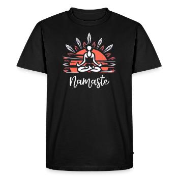 Namaste Zen Yoga Séance de relaxation Pose de méditation - T-shirt Premium bio Homme - noir - Devant - Nico (187cm)