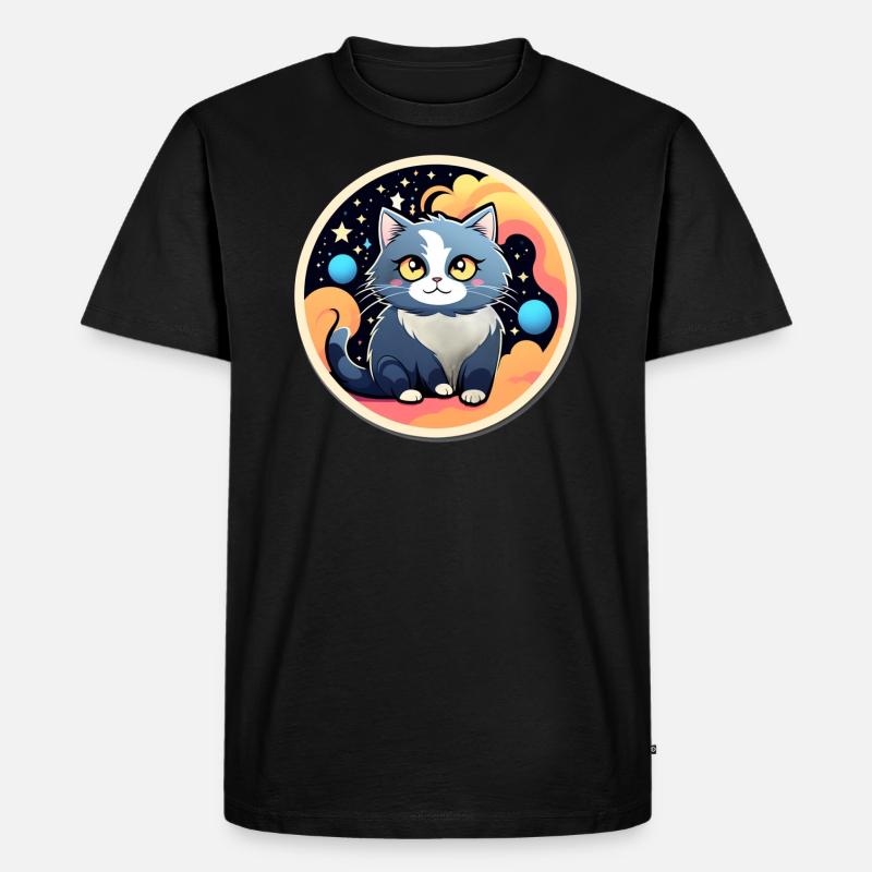 Space Cat - Männer Premium Bio T-Shirt - Schwarz