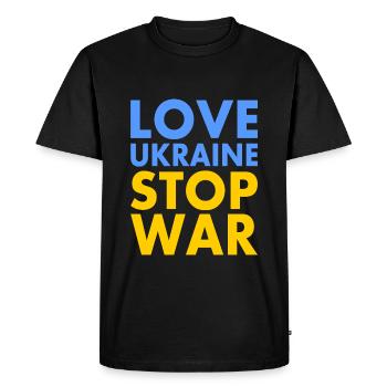 Love ukraine stop war - Men's Premium Organic T-Shirt - black - Front - Nico (187cm)