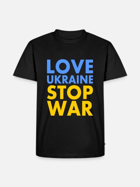 Love ukraine stop war - Men's Premium Organic T-Shirt - black