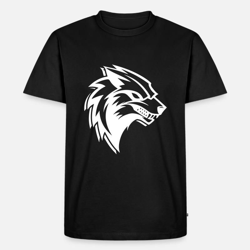 Wolf Logo - Männer Premium Bio T-Shirt - Schwarz