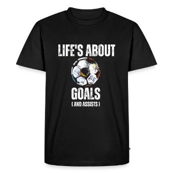 Life's About Goals And Assists Funny Soccer - Men's Premium Organic T-Shirt - black - Front - Nico (187cm)