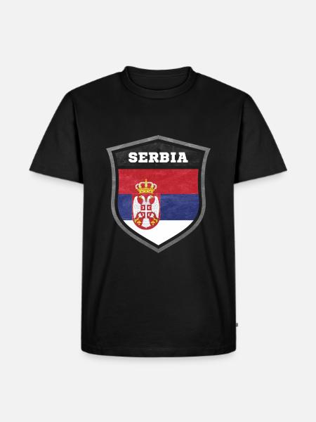 Serbien Schild Logo Emblem - Männer Premium Bio T-Shirt - Schwarz