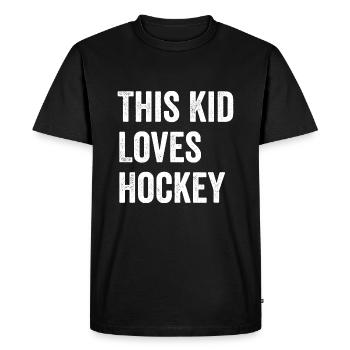 Cet enfant aime les amateurs de hockey - T-shirt Premium bio Homme - noir - Devant - Nico (187cm)