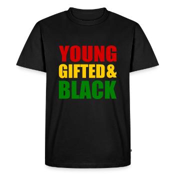 young gifted and black - T-shirt Premium bio Homme - noir - Devant - Nico (187cm)