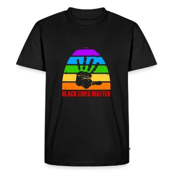 Black Lives Matter - arc-en-ciel - anti racisme - T-shirt Premium bio Homme - noir - Devant - Nico (187cm)