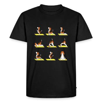 Yoga exercices chien maîtresses cadeaux - T-shirt Premium bio Homme - noir - Devant - Nico (187cm)