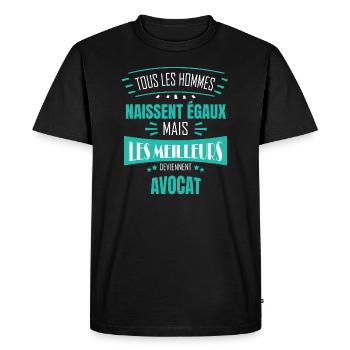 Tous égaux Avocat | Humour Avocat - T-shirt Premium bio Homme - noir - Devant - Nico (187cm)