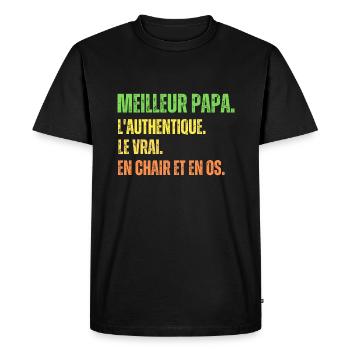 Cadeau Papa Meilleur papa - T-shirt Premium bio Homme - noir - Devant - Nico (187cm)
