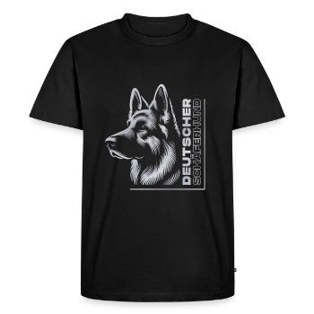 German Shepherd Drawing Head Silver - Men's Premium Organic T-Shirt - black - Front - Nico (187cm)