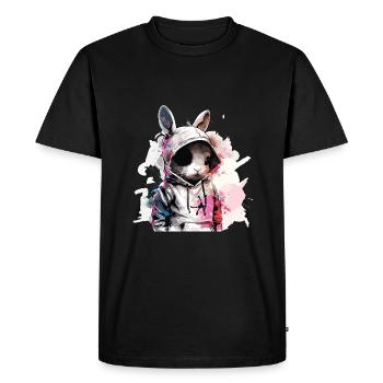 Lapin de Pâques - du hip au hop - T-shirt Premium bio Homme - noir - Devant - Nico (187cm)