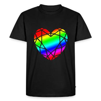 Fierté LGBTQ coeur en forme de diamant - T-shirt Premium bio Homme - noir - Devant - Nico (187cm)
