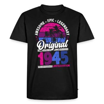 1945 Anniversaire Né En 1945 Rétro Vintage - T-shirt Premium bio Homme - noir - Devant - Nico (187cm)