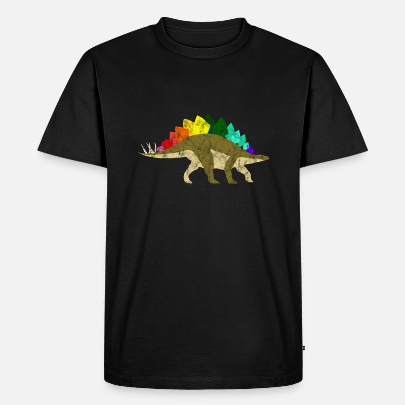 Rainbow Dinosaurs - Männer Premium Bio T-Shirt - Schwarz
