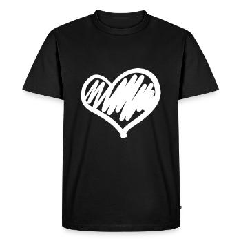 grand cœur dessiné à la main - T-shirt Premium bio Homme - noir - Devant - Nico (187cm)