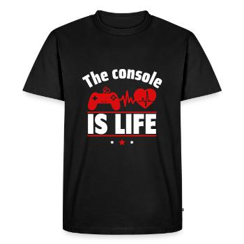 La console, c’est la vie - T-shirt Premium bio Homme - noir - Devant - Nico (187cm)