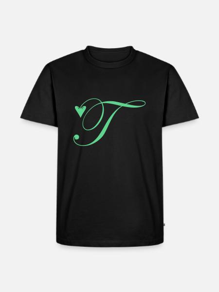 Monogram T Hjerte Vinranke - Herre Premium økologisk T-shirt - sort