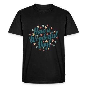 Wonderful Day Wishes - Men's Premium Organic T-Shirt - black - Front - Nico (187cm)