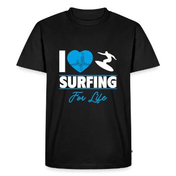 J’aime surfer pour la vie - T-shirt Premium bio Homme - noir - Devant - Nico (187cm)