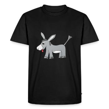 Donkey sticks out its tongue. Gift - Men's Premium Organic T-Shirt - black - Front - Nico (187cm)