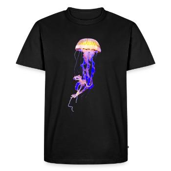 Méduse de couleur Cuire pourpre jaune - T-shirt Premium bio Homme - noir - Devant - Nico (187cm)