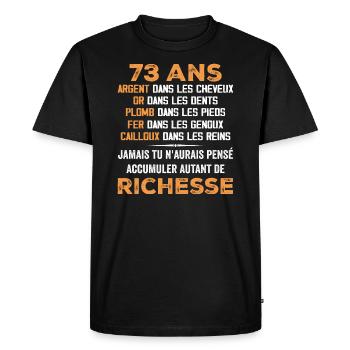 73 Ans Cadeau D'anniversaire Drôle Cadeau 73 ans - T-shirt Premium bio Homme - noir - Devant - Nico (187cm)