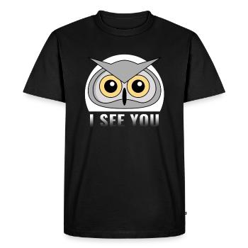 Owl - I see you gift eyes animal predator - Men's Premium Organic T-Shirt - black - Front - Nico (187cm)