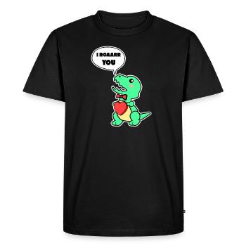 Dino Day vous donne son cadeau coeur de la Saint-Valentin - T-shirt Premium bio Homme - noir - Devant - Nico (187cm)
