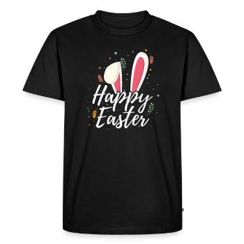 Happy Easter bunny floppy ears gift animal fun - Men's Premium Organic T-Shirt - black - Front - Nico (187cm)