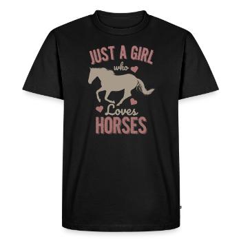 Only a girl horses love gift pony animal - Men's Premium Organic T-Shirt - black - Front - Nico (187cm)