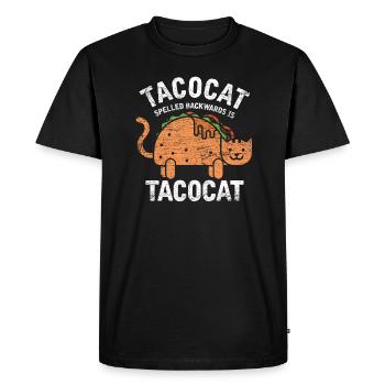Taco cat cat gift idea vintage paws animal - Men's Premium Organic T-Shirt - black - Front - Nico (187cm)