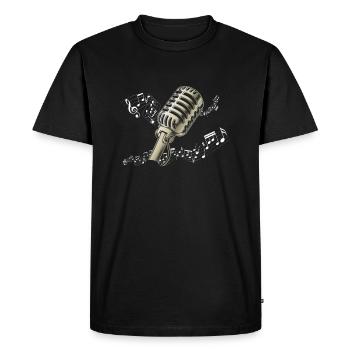 Microphone sheet music vintage gift harmony - Men's Premium Organic T-Shirt - black - Front - Nico (187cm)