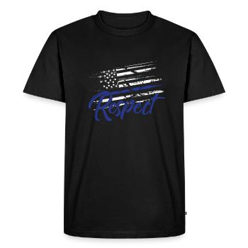 Respect police amérique policier chef de police bleu - T-shirt Premium bio Homme - noir - Devant - Nico (187cm)