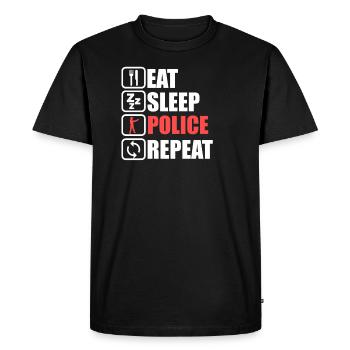 Mangez la police de sommeil répéter le cadeau - T-shirt Premium bio Homme - noir - Devant - Nico (187cm)