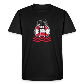 Tour de lumière luise phare blanc rouge vintage - T-shirt Premium bio Homme - noir - Devant - Nico (187cm)