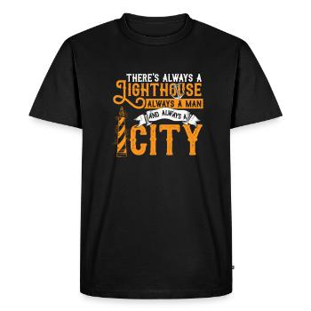 Phare mer lumière cadeau eau étoile amusement - T-shirt Premium bio Homme - noir - Devant - Nico (187cm)