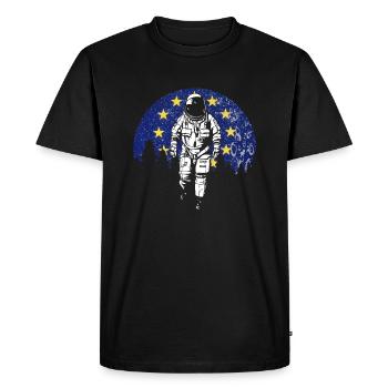 Astronaute lune Europa drapeau de l'UE Euro - T-shirt Premium bio Homme - noir - Devant - Nico (187cm)